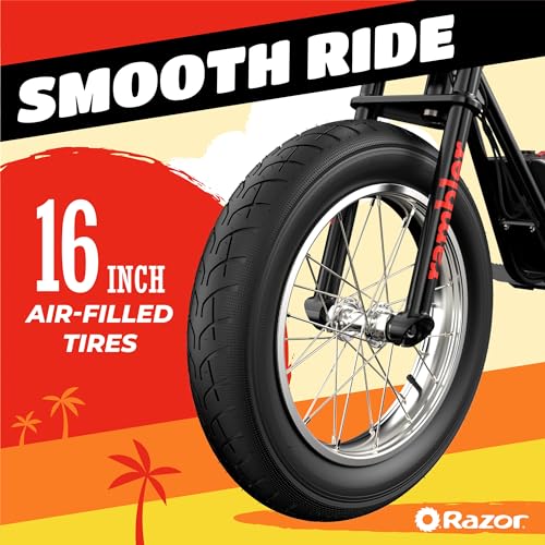 Razor Rambler 16 – 36V Electric Minibike with Retro Style, Up to 15.5 MPH, Up to 11.5 Miles Range & Retrospec Dakota Bicycle/Skateboard Helmet for Adults - Commuter, Bike, Skate, Scooter