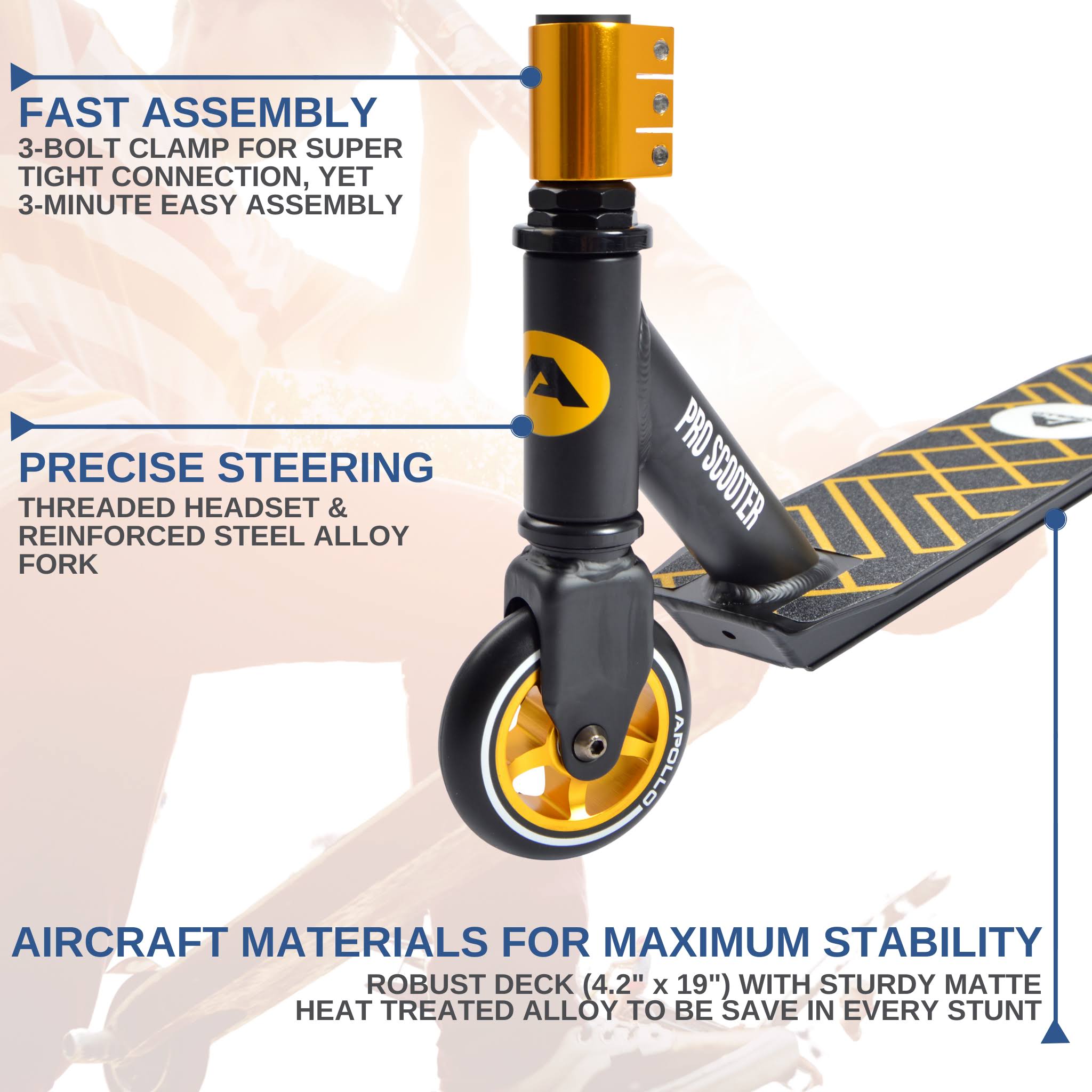 Apollo Genius Pro - Stunt/Trick Scooter - Gold