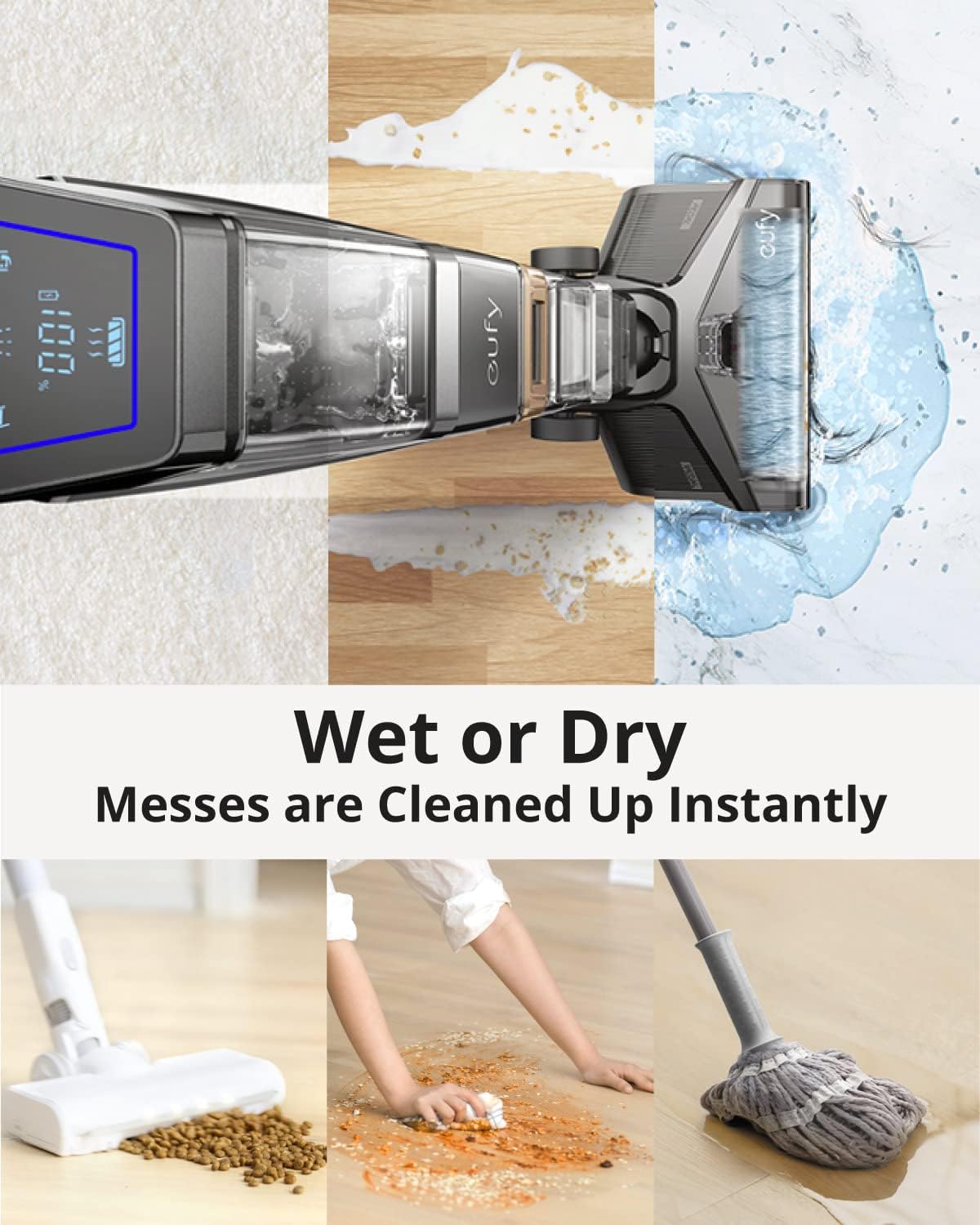 eufy by Anker, WetVac W31, Cordless All-in-One Wet Dry Vacuum Cleaner and Mop with Self-Cleaning and Auto-Dry Technology for Hard Floors and Carpets, Ideal for Daily Messes, Sticky Messes, Pet Hair