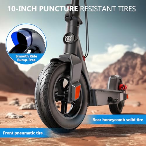 SISIGAD Electric Scooter Adults 10" Tires, 600W Peak Motor, Max 22 MPH Speed, 30 Miles Long Range, Portable Folding E-Scooter for Commuting with Dual Brakes, LCD Display APP Control