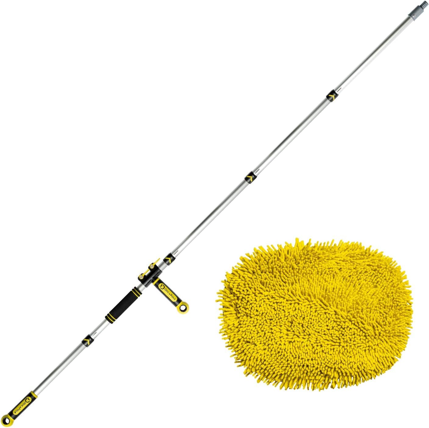 DocaPole Wall Duster with 6-24 Foot Extension Pole: Includes Telescoping Pole and Chenille Microfiber Cleaning Head for Use as Baseboard Cleaner, Wall Duster, and on High Reach Ceilings