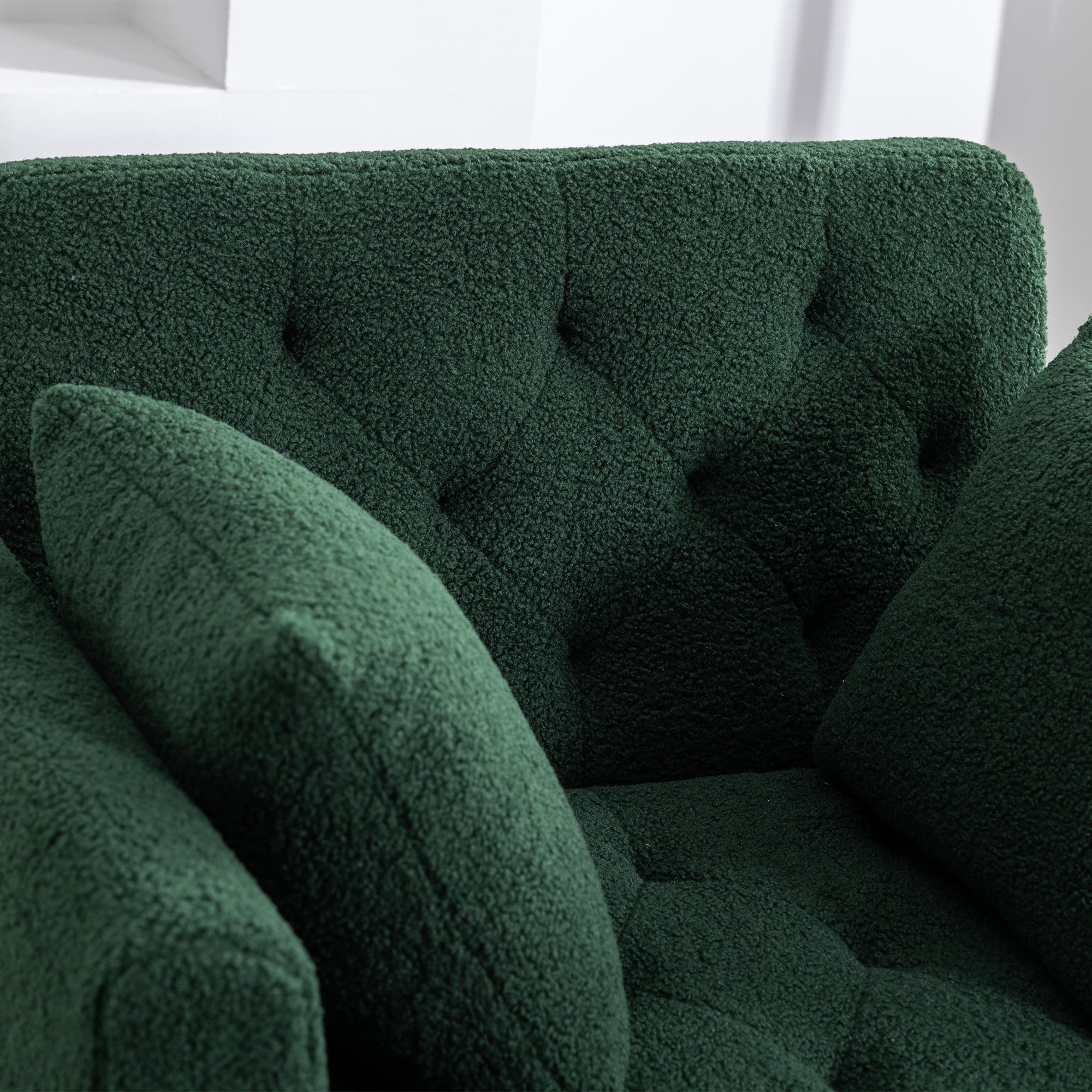 Ufurpie 36.61"Wide Modern Accent Chair With 3 Positions Adjustable Backrest,Tufted Chaise Lounge Chair,Single Recliner Armchair With Ottoman for Living Room, Bedroom,Green-Sherpa