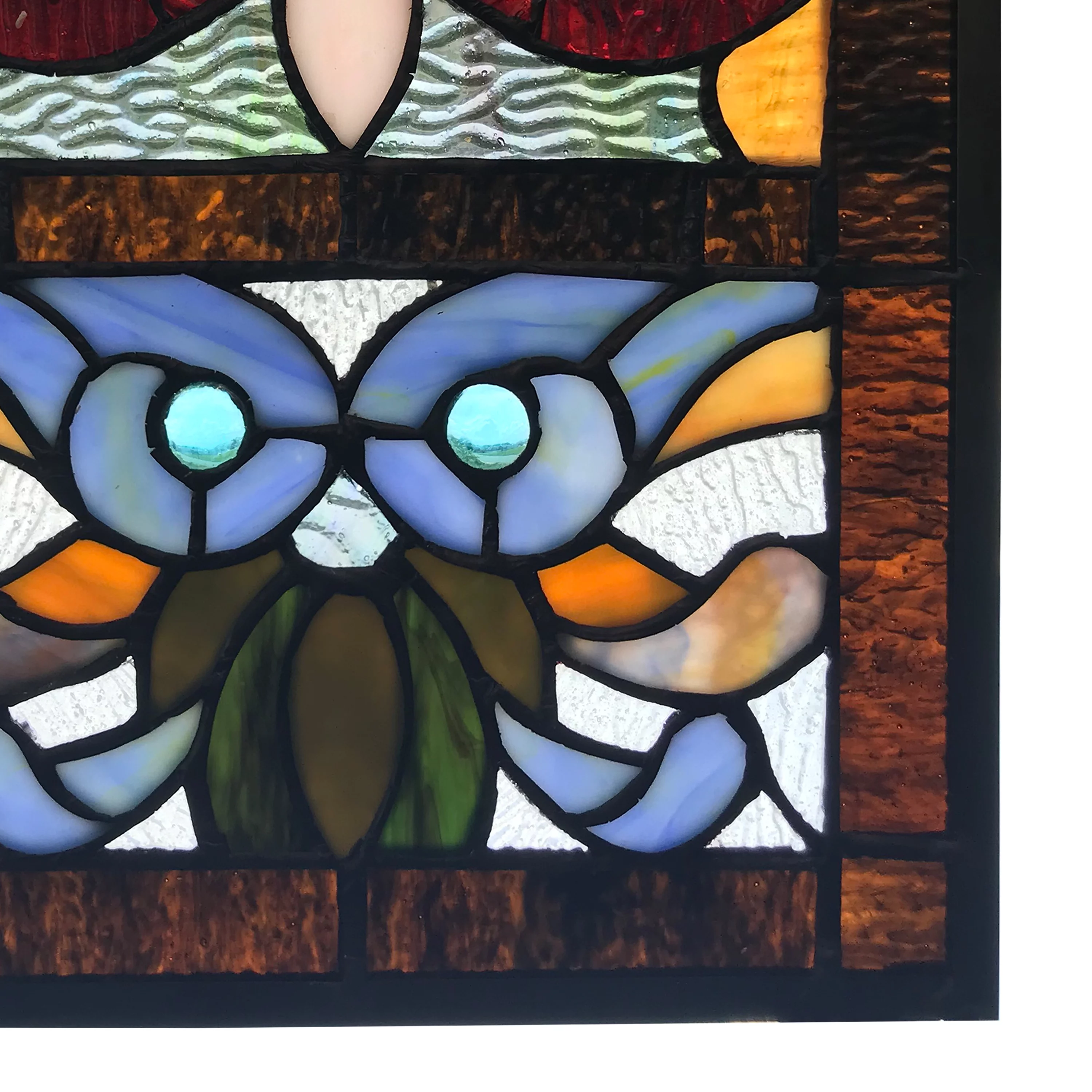River of Goods 36 in. Stained Glass Victorian Fleur De Lis Window Panel