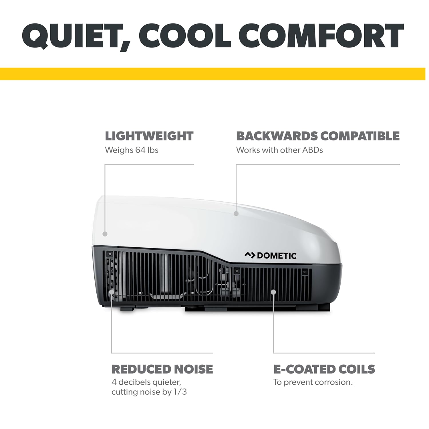 Dometic 9600028600 FreshJet 3 Series Standard Profile Mechanical Rooftop Air Conditioner, Cool Only - 15,000 BTU, White