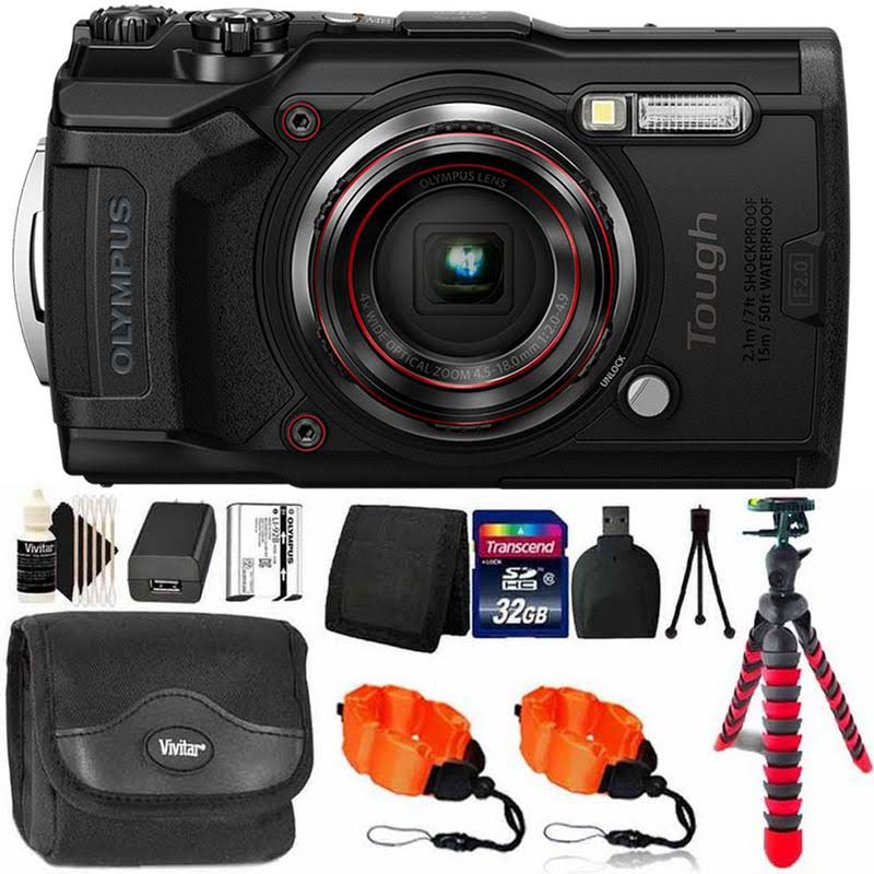 Olympus Tough TG-6 12mp Waterproof W-Fi Digital Camera Black with 32GB Memory Card u0026 Accessory Kit