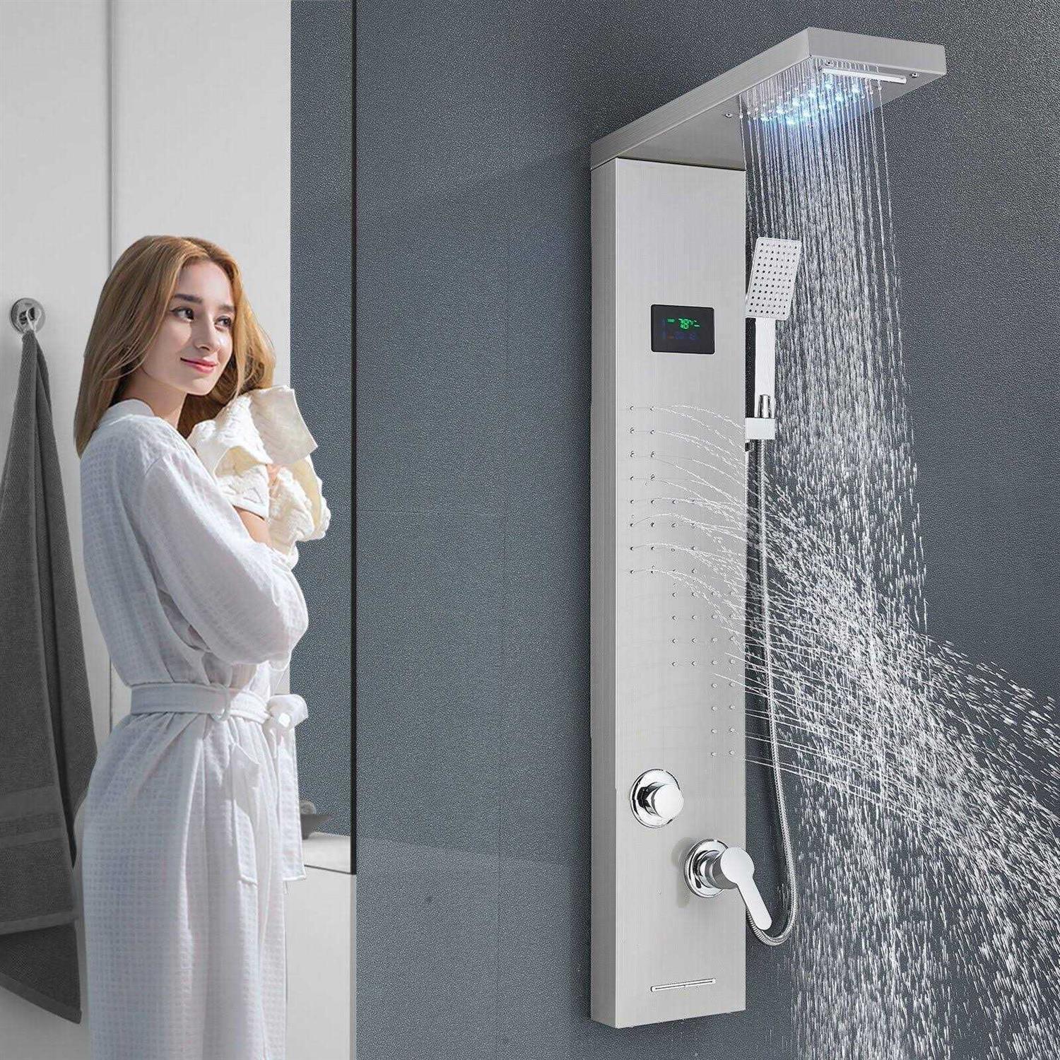 Senlesen LED Shower Panel Tower Massage Body Jet System Rain&amp;Waterfall Stainless Steel - Shop Hardware Tools Online Store