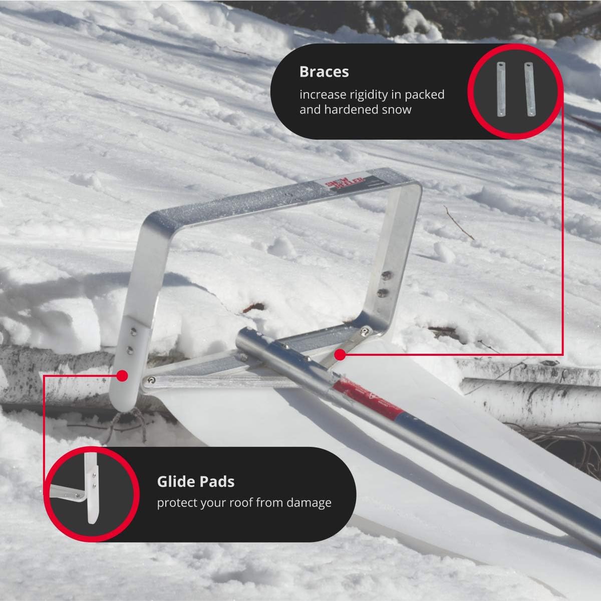 SNOWPEELER Roof Snow Removal Tool - 20 ft. Reach Aluminium Roof Shovel - Heavy Duty - Easily Remove Hard to Reach Snow - Ideal for Single Storey & Cabins