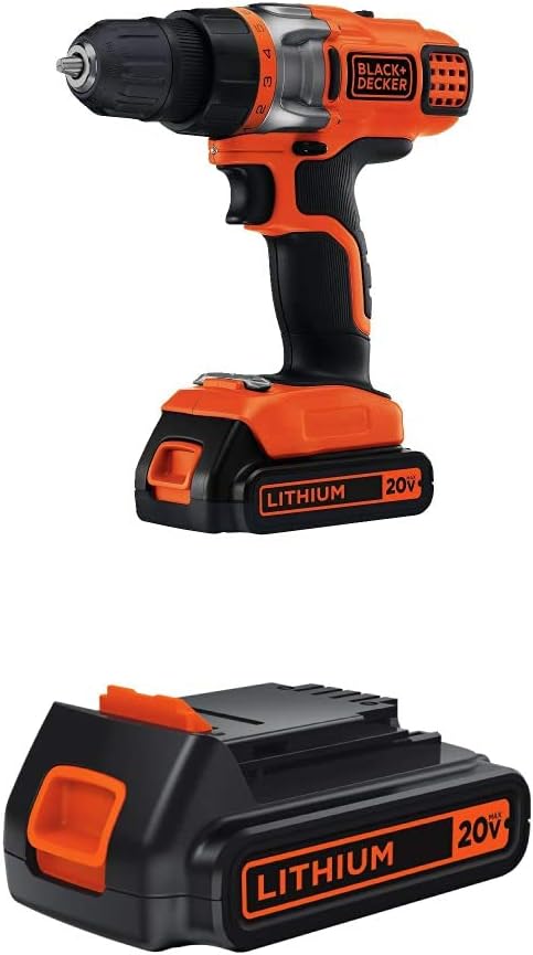 BLACK+DECKER LDX220C 20V MAX 2-Speed Cordless Drill Driver (Includes Battery and Charger) Pack of 2