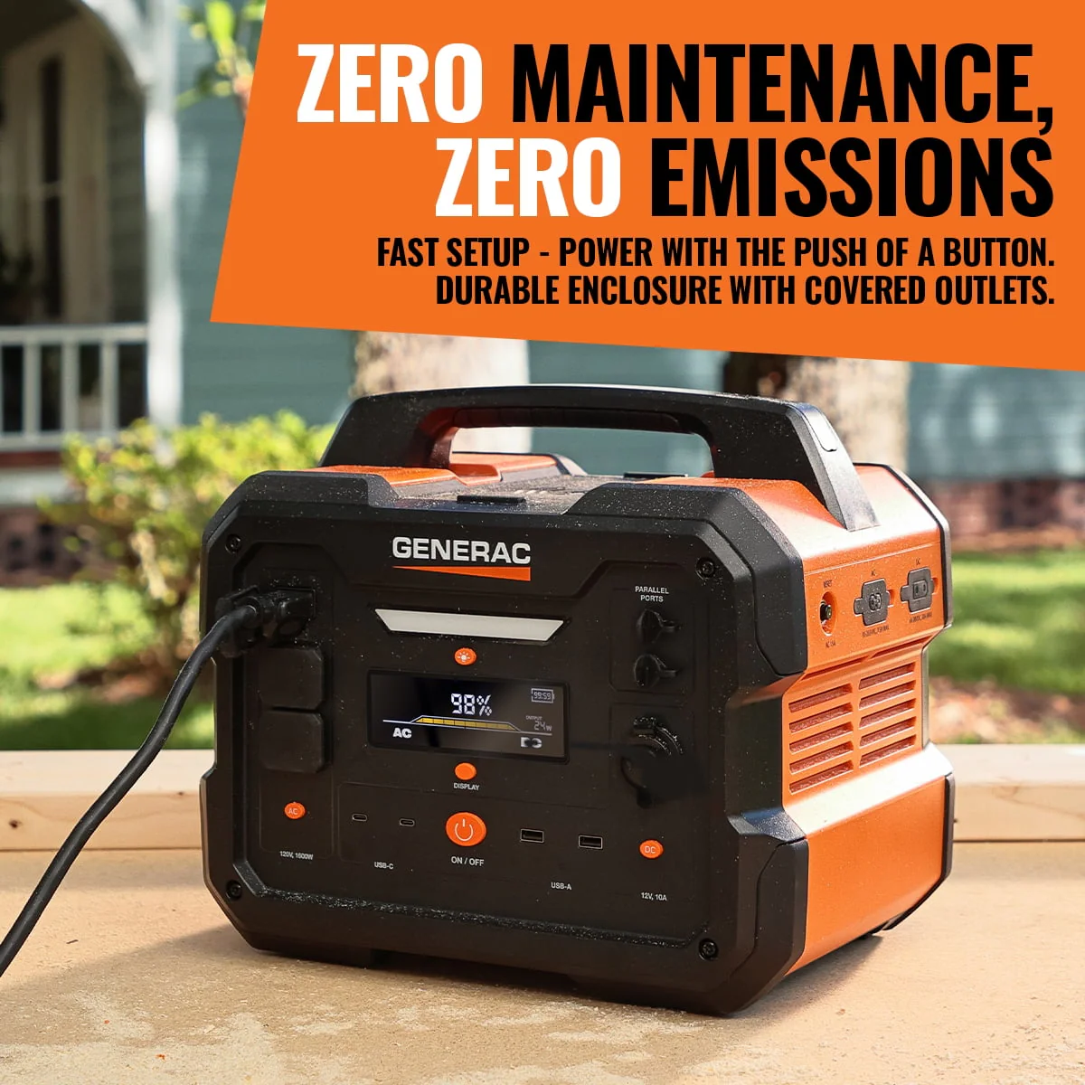 Generac 8026 Power Station 1600/3200W 2106Wh Battery Powered Portable Generator - Solar Panel Charging Compatible