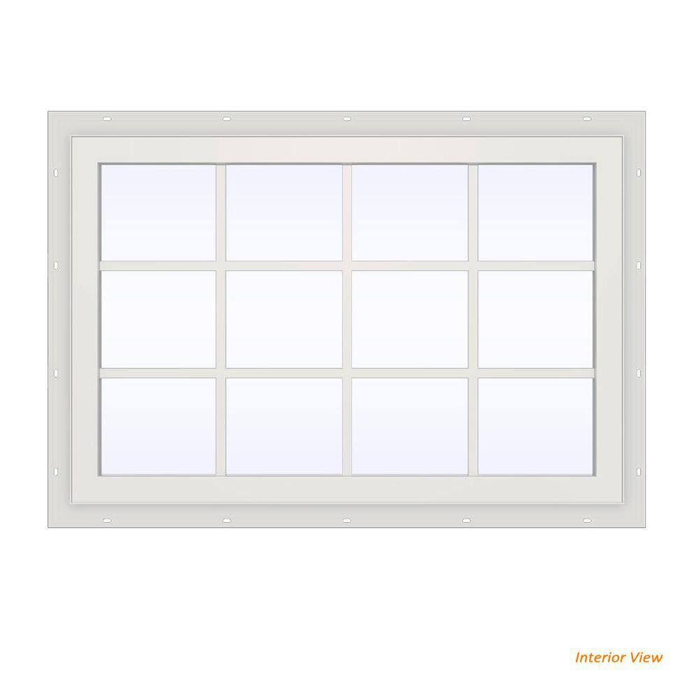 JELD-WEN 48 in. x 36 in. V-2500 Series Bronze FiniShield Vinyl Fixed Picture Window with Colonial Grids/Grilles