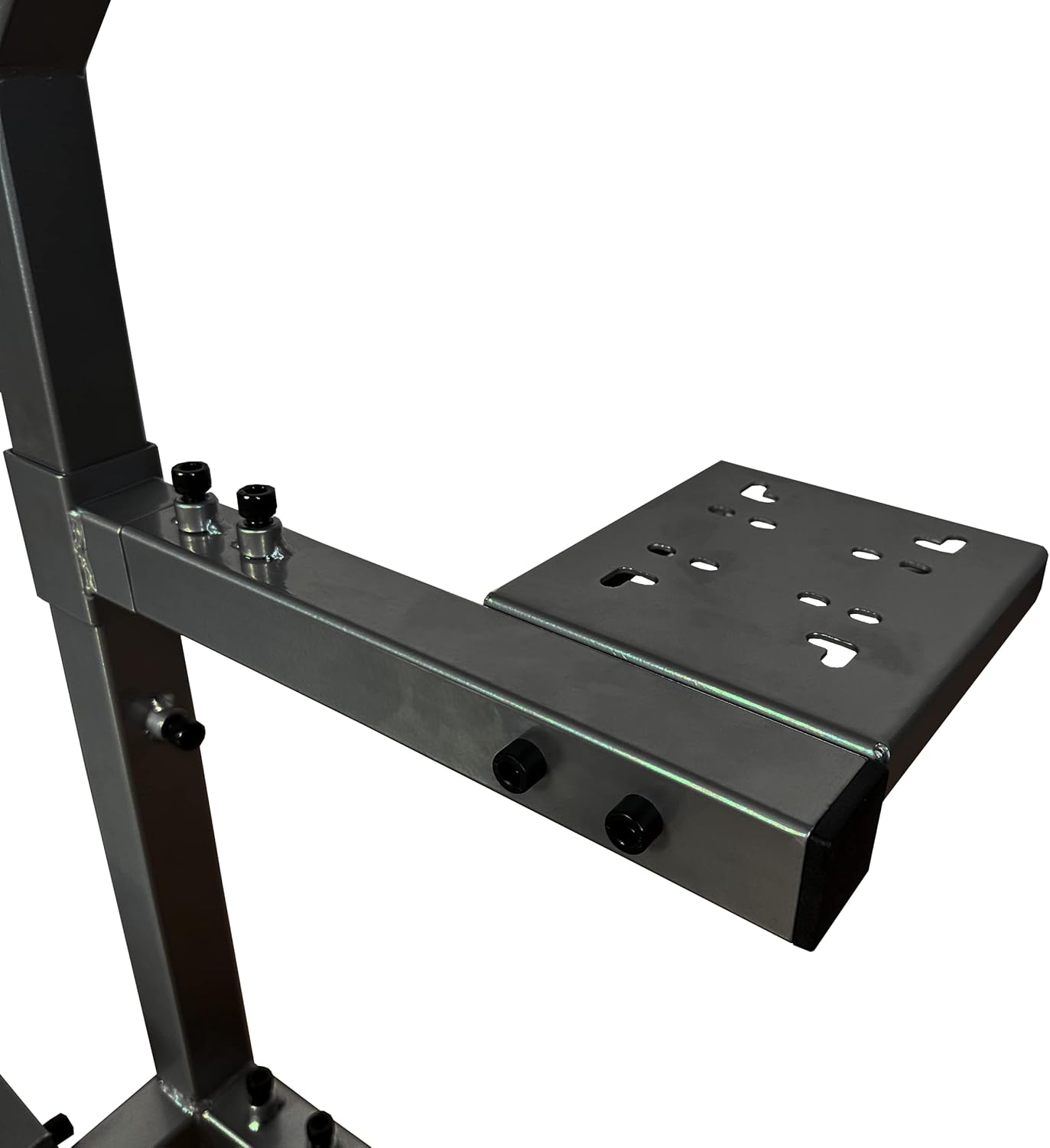 GTR Simulator GTA-F Model Black Frame Triple | Single Monitor Stand with Red White Adjustable Leatherette Seat Racing Driving Gaming Simulator Cockpit Chair