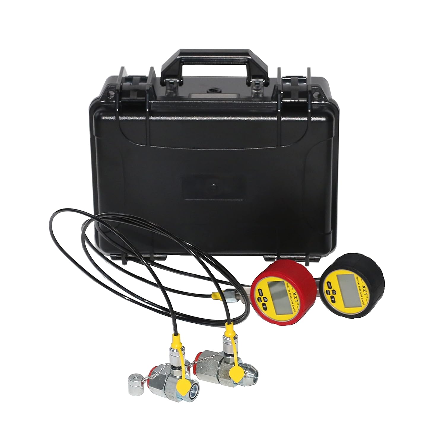XZT 70DC Hydraulic Pressure Test Coupling Kit,Pressure gauges Set,Test Hose,BSPP ORFS JIC Hydraulic Swivel Run tees Set Repair Tools for Most Excavator Construction Machinery