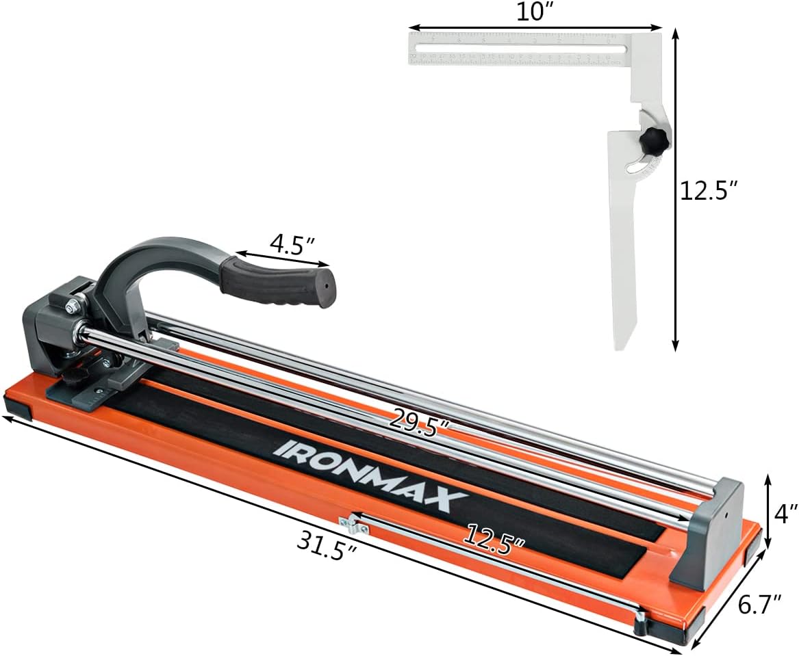 Goplus 24 Inch Manual Tile Cutter, Professional Porcelain Ceramic Floor Tile Cutter with Tungsten Carbide Cutting Wheel, Ergonomic Handle, Anti-skid Feet & Removable Scale
