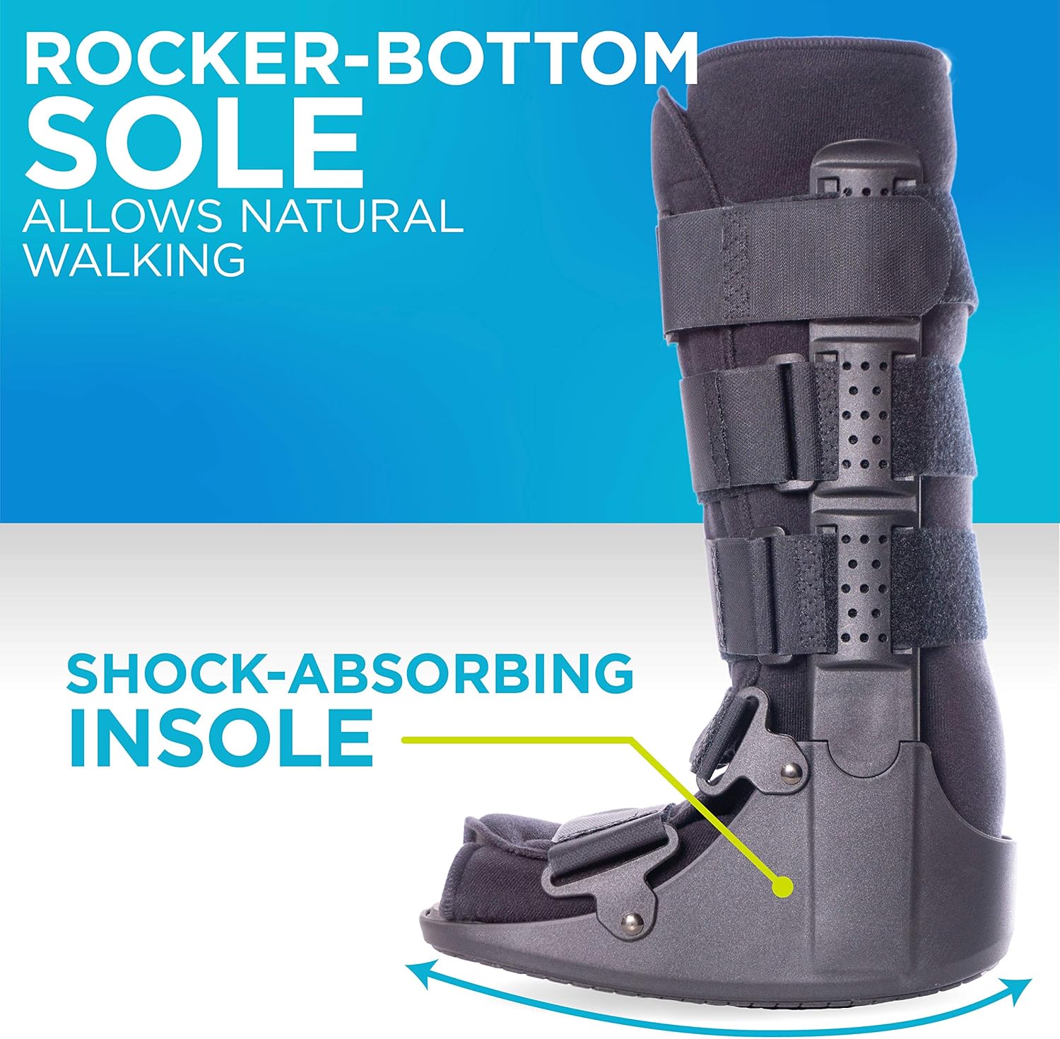 BraceAbility Tall Pneumatic Walking Boot | Orthopedic CAM Air Walker & Inflatable Surgical Leg Cast for Broken Foot, Sprained Ankle, Fractures or Achilles Surgery Recovery (Medium)