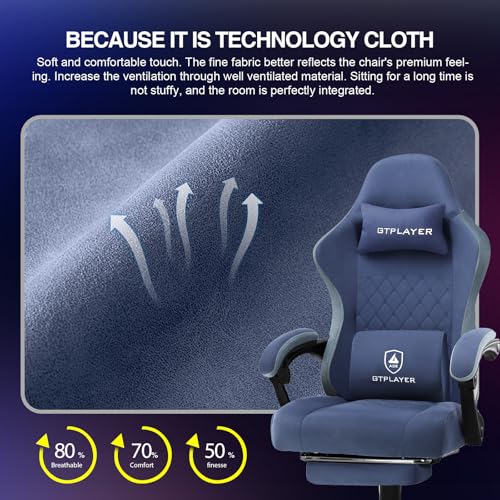 GTPLAYER Gaming Chair, Computer Office Chair with Pocket Spring Cushion, Linkage Armrests and Footrest, High Back Ergonomic Computer Chair with Lumbar Support Task Chair with Footrest