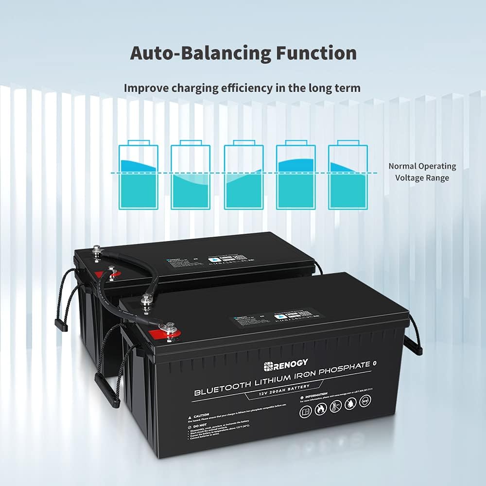 Renogy 12V 100Ah LiFePO4 Deep Cycle Lithium Battery with Bluetooth, 2000 Life Cycles, Built-in BMS, Backup Power Perfect for RV, Camper, Van, Marine, Off-Grid Home Energy Storage