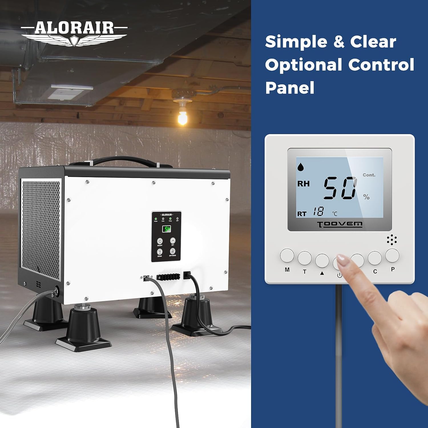 ALORAIR Crawl Space Dehumidifier, 120 PPD Energy Star Crawlspace Dehumidifiers with Drain Hose and Pump for Basement, Portable Compact Auto Defrost Under House Industry Commercial Dehumidifier