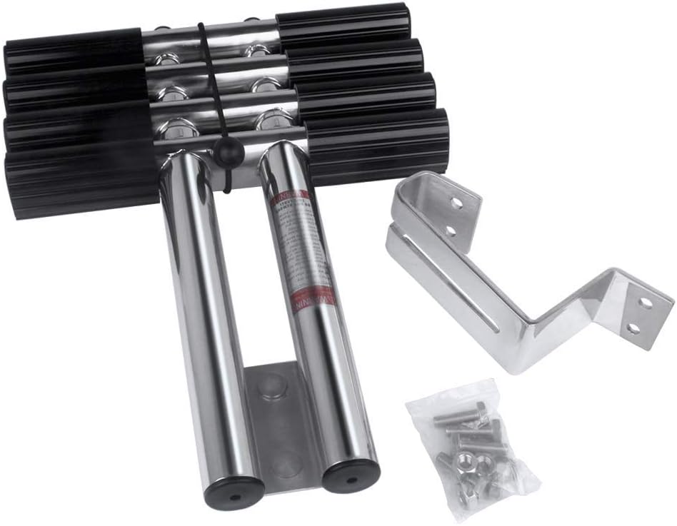 4 Step Dive Ladder Stainless Steel Telescopic Boat Ladder Dual Vertical Ladder for Marine Yacht Camper RV