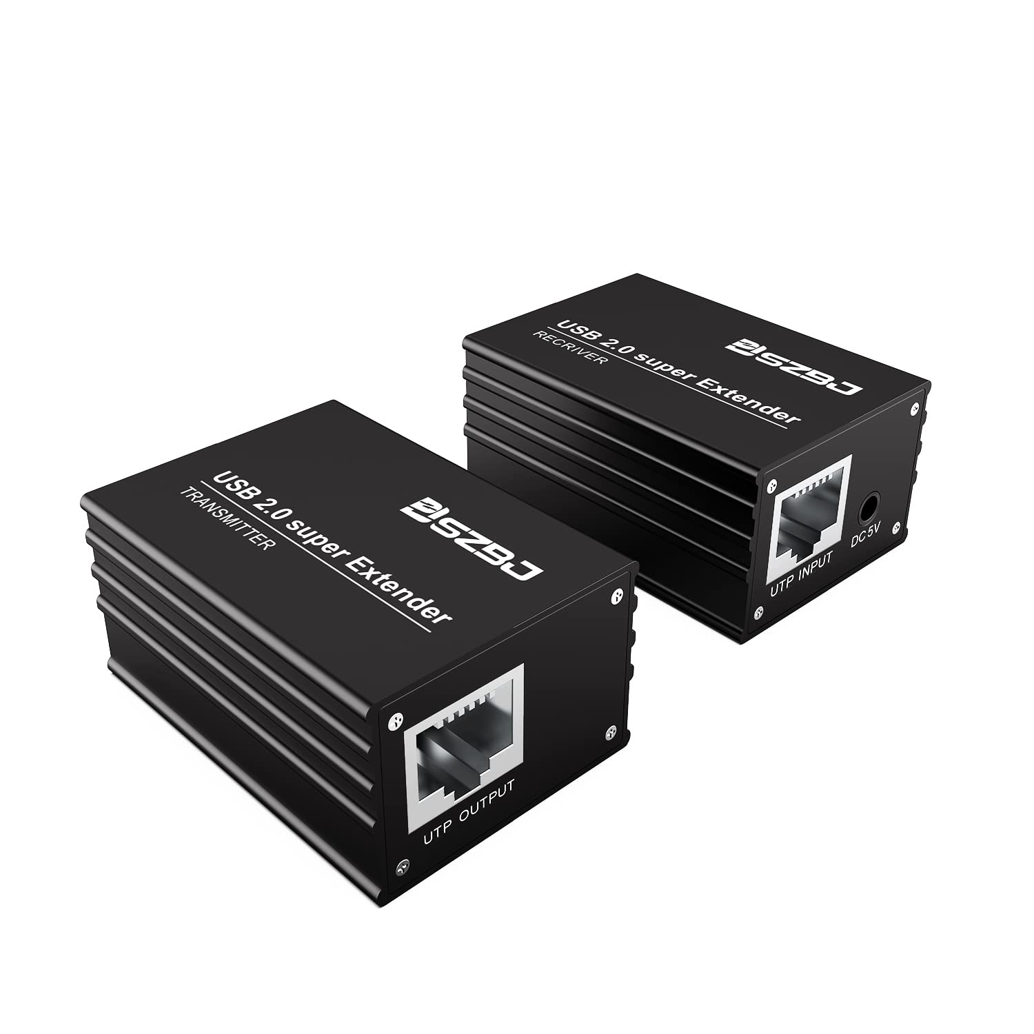SZBJ USB Extender Over RJ45 Cat5E/6 up to 230ft Ethernet Cable Extender with Power Adapter - Full USB 2.0 Support for Keyboard, Dongle，Mouse, Webcam, and All Operating System 101 Pack of 2