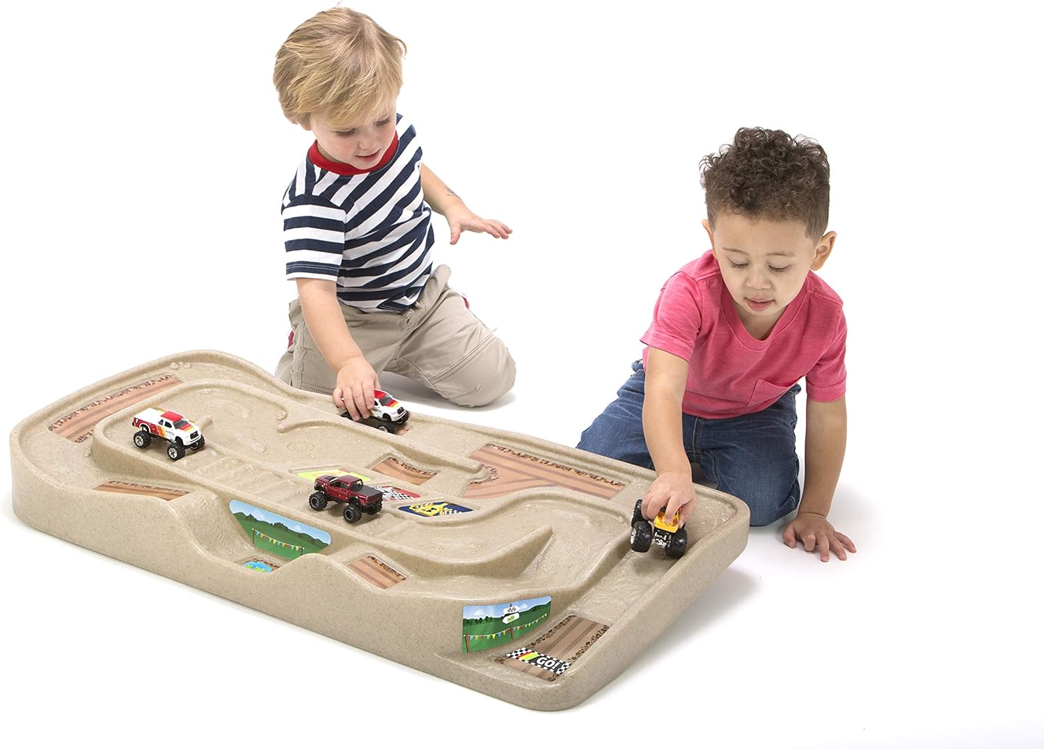 Simplay3 Carry & Go Ocean Drive 2-Sided Water Play Table for Kids with 4 Accessories - Indoor/Outdoor Toy Includes Waterwheel, Boat, Bucket, and Truck