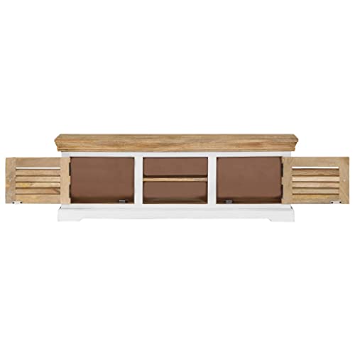 TV Stand 46.5"x11.8"x15.7" Solid Wood Mango,Rustic Wooden TV Stand with Storage Cabinets and Shelves for Living Room Bedroom Home Office Entertainment Center Furniture for TV & Media, Entertainment Ce