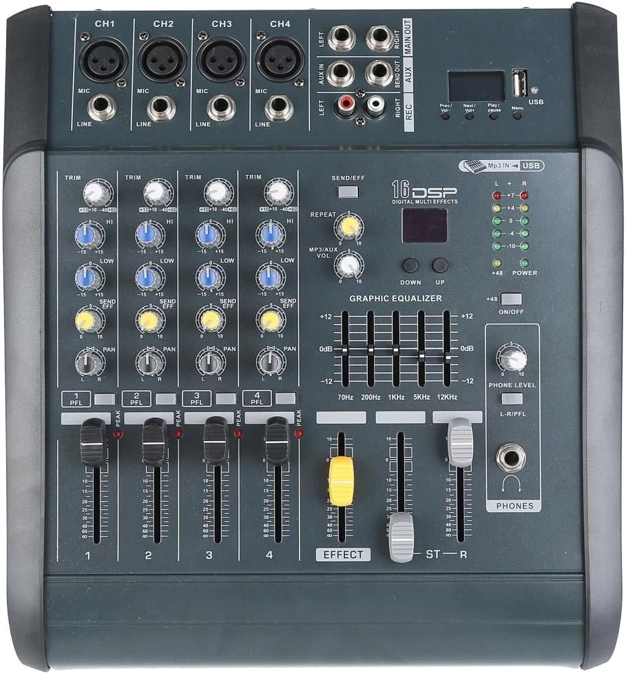 4 Channel Professional Powered Mixer power mixing Amplifier Amp 16DSP with USB Slot