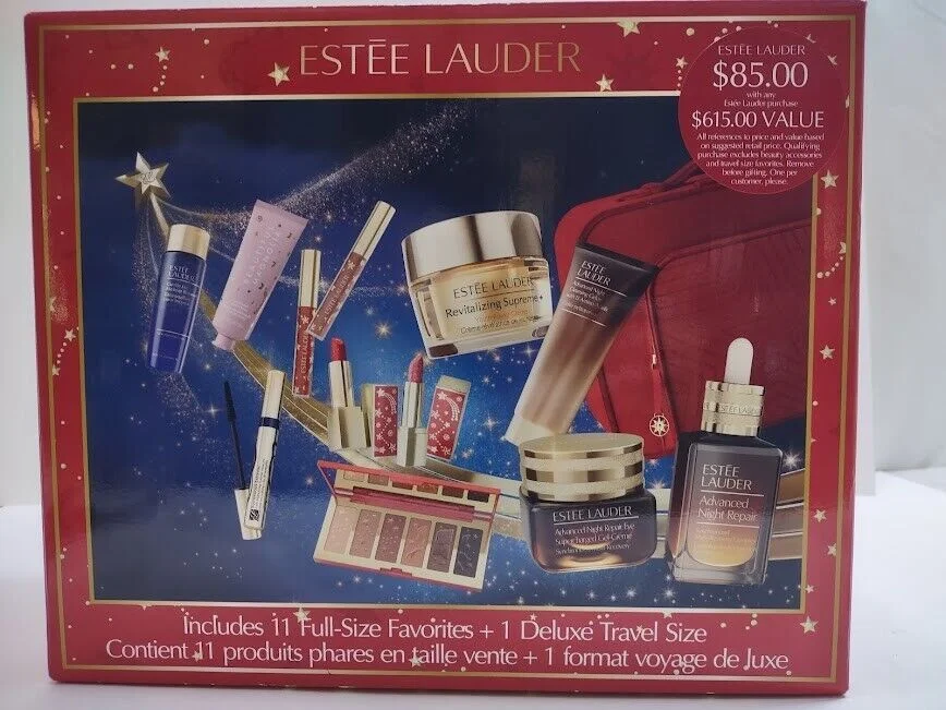 Estee Lauder Blockbuster Celestial GLOW Warm in Holiday Makeup Skincare Set 11 Full-Size Favorites + More For the Price of One Full-Size Advanced Night Repair