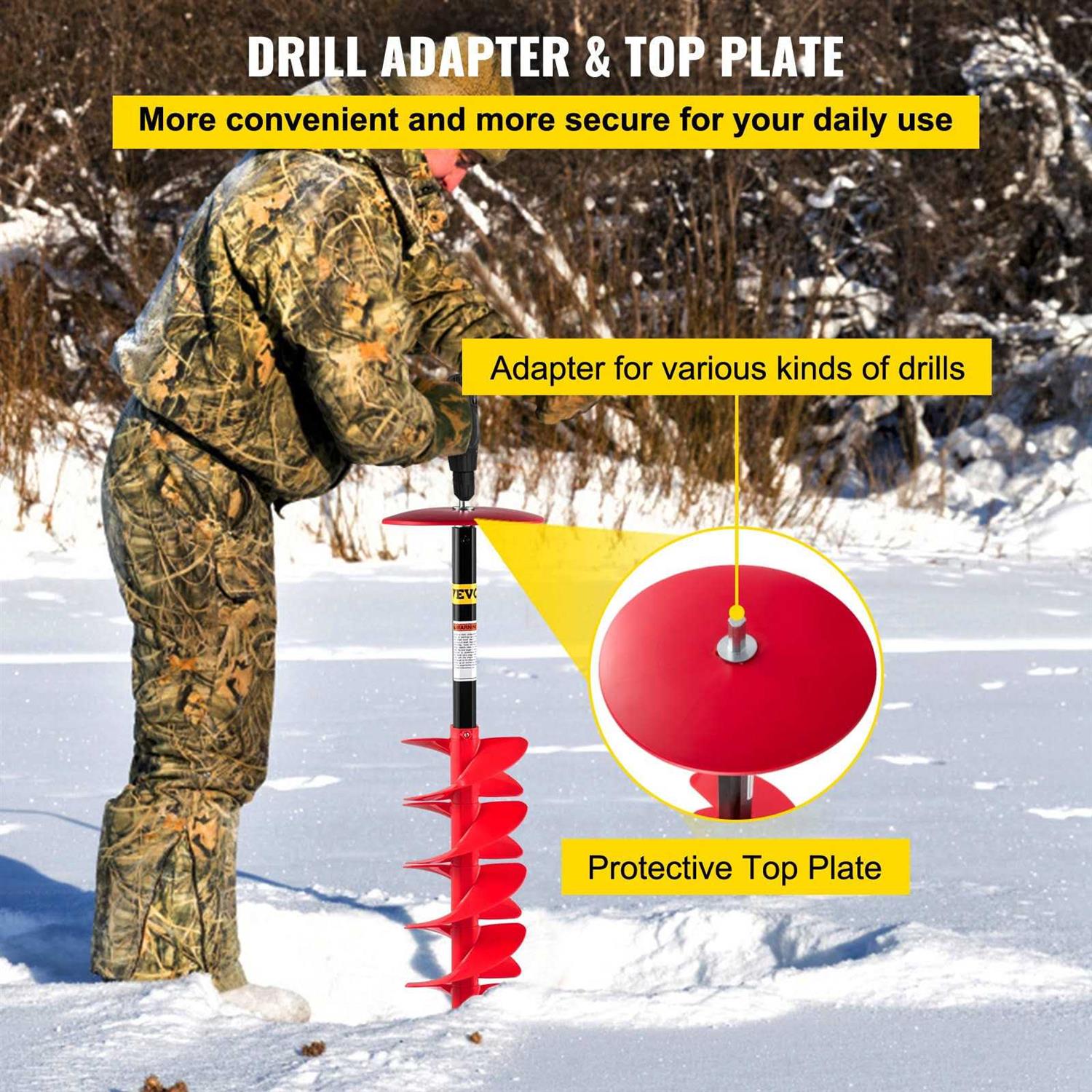 VEVOR 8x41-in Ice Drill Auger Nylon 8-in Ice Auger Bit Rubber BZHSNLYC41348EQK6V0 - Shop Hardware Tools Online Store