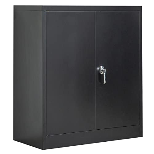 Metal Storage Cabinet, 71" H Locking Cabinet with 5 Adjustable Shelves for Garage, Classroom, School, Home, Office, Pantry-Black