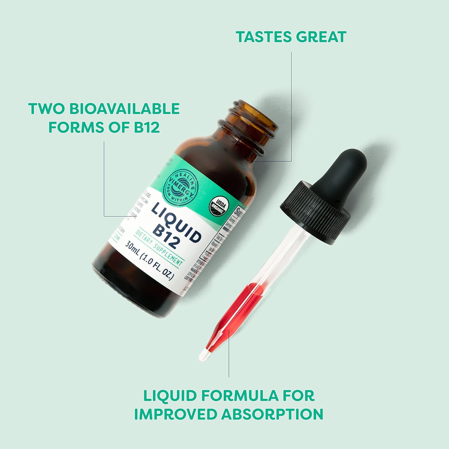 Vimergy Liquid B12 (30 mL) and Liquid B12 Refill (240 mL) - Bundle