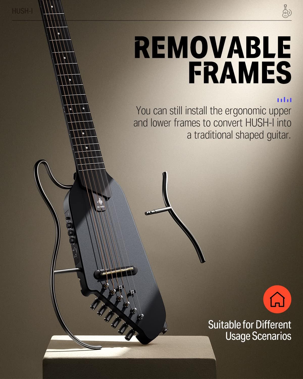 Donner Hush I Travel Guitar Portable Acoustic Guitar-Reverb Guitar Pedal