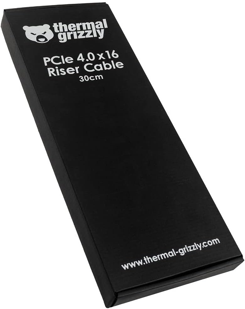 Thermal Grizzly PCIe 4.0 Riser Cable 30cm Long, Flexible Riser Cable PCI-e 4.0 x16 for Easy Insertion of Expansion Cards, Full Speed 16x PCIe Riser Extender Compatible with Computer Graphics Cards