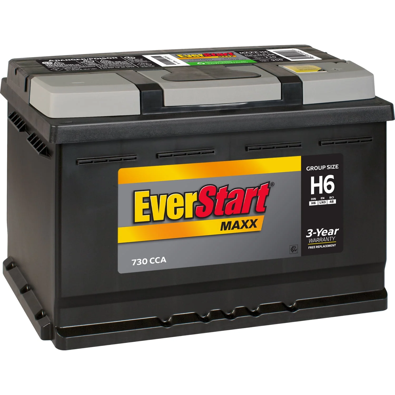 EverStart Maxx Lead Acid Automotive Battery, Group Size H6 / LN3 / 48 12 Volt, 730 CCA 140 RC