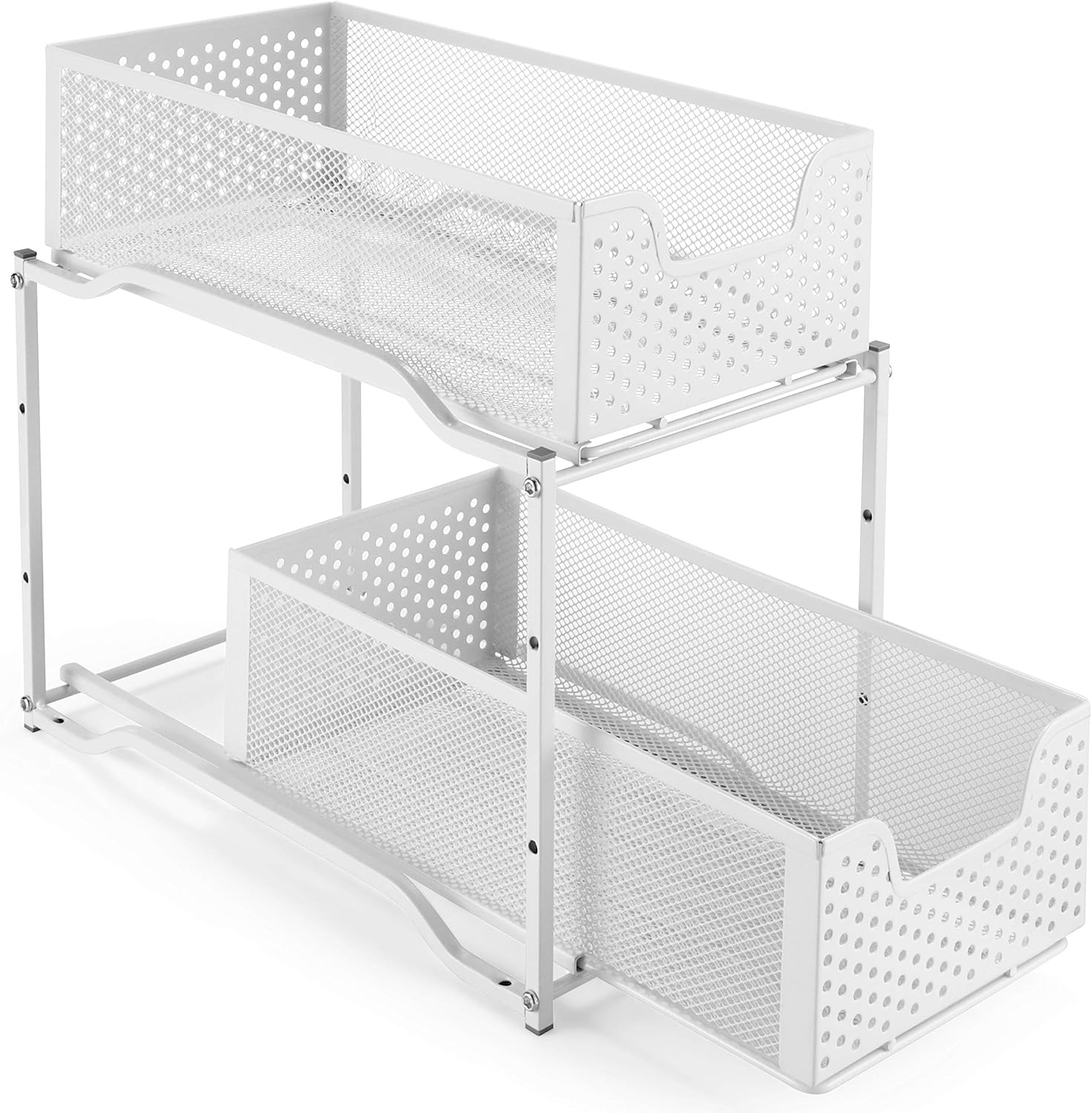 Simple Trending Stackable 2-Tier Under Sink Cabinet Organizer with Sliding Storage Drawer, White