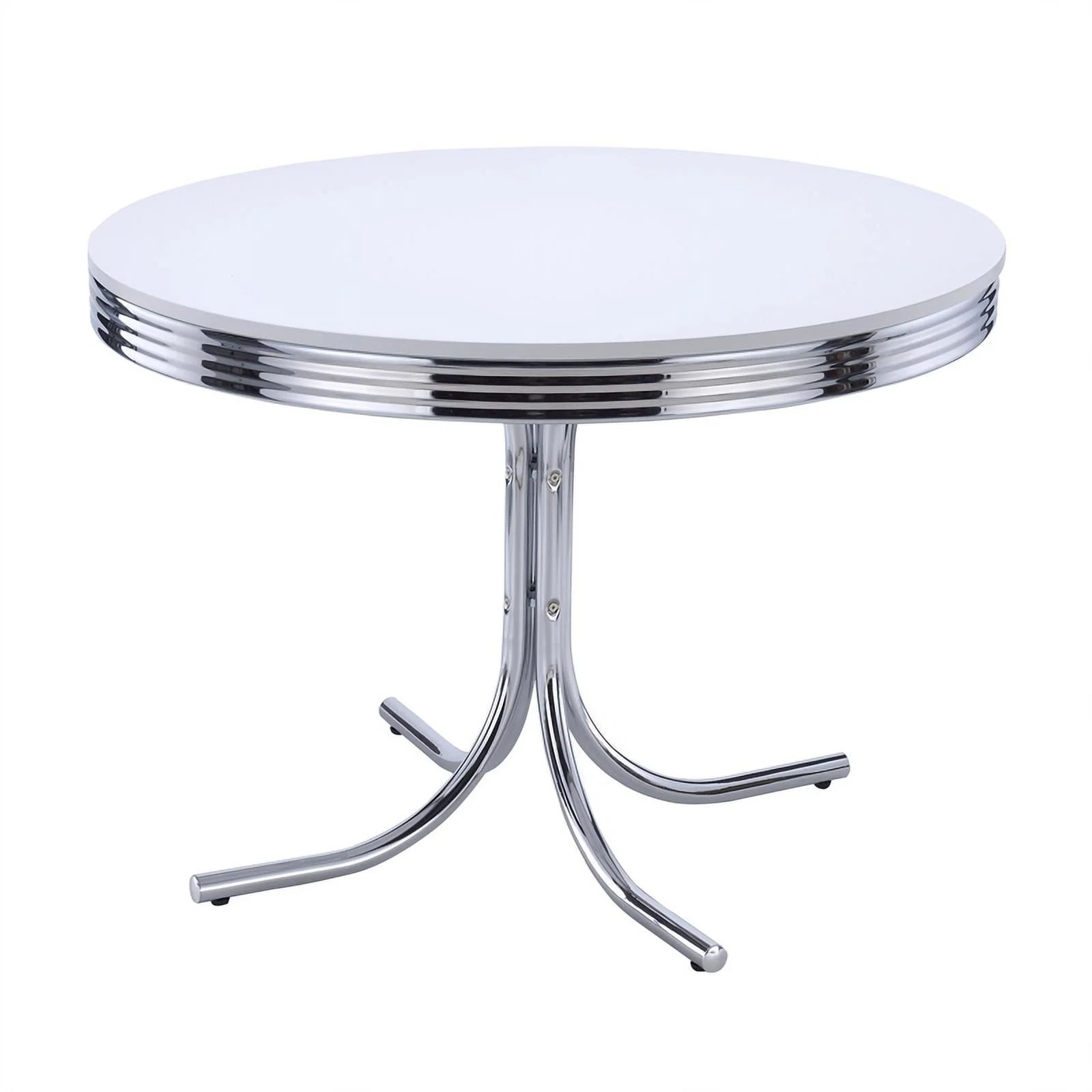 Coaster Retro 5-Piece Contemporary Metal Round Dining Set in Chrome and Black