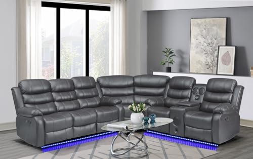 Johnson Power Recliner Sectional Sofa, Brown