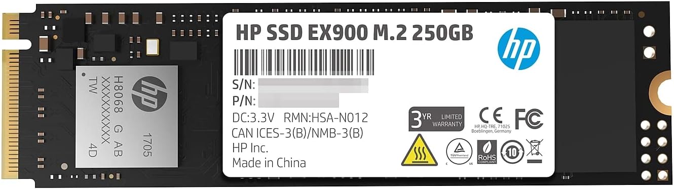 HP EX900 M.2 500GB PCIe 3.0 X4 Nvme 3D TLC NAND Internal Solid State Drive (SSD) - 2Yy44Aa#ABC Pack of 2