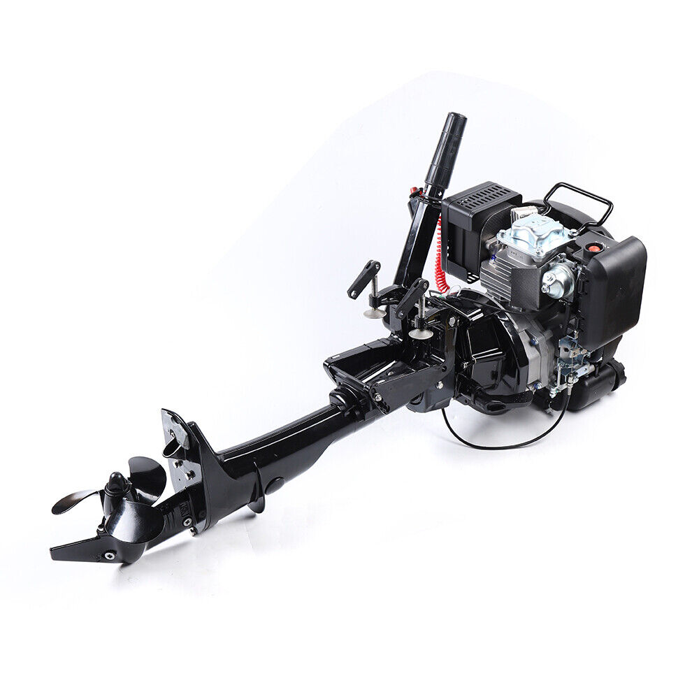 ZhdnBhnos 4 Stroke 6HP Heavy Duty Outboard Motor Fishing Boat Petrol Engine W/ Air Cooling System CDI 2500RPM Single Cylinder Hand Pull