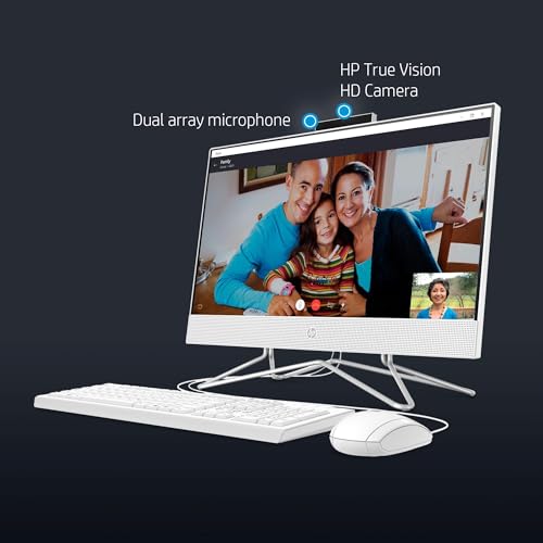 HP All-in-One Desktop Computer 2024 Newest, 21.5" 1080P FHD Display, Dual-Core Intel Celeron Processor, 8GB RAM, 256GB SSD, Privacy Webcam, Wi-Fi 5, Win 11 Pro, Mouse and Keyboard +HubxcelAccessory