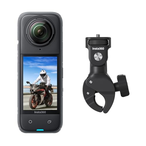 Insta360 X4 Motorcycle Bundle- 8K Waterproof 360 Action Camera, 4K Wide-Angle Video, Invisible Selfie Stick, Removable Lens Guards, 135 Min Battery Life, AI Editing, Stabilization, No Micro SD Card