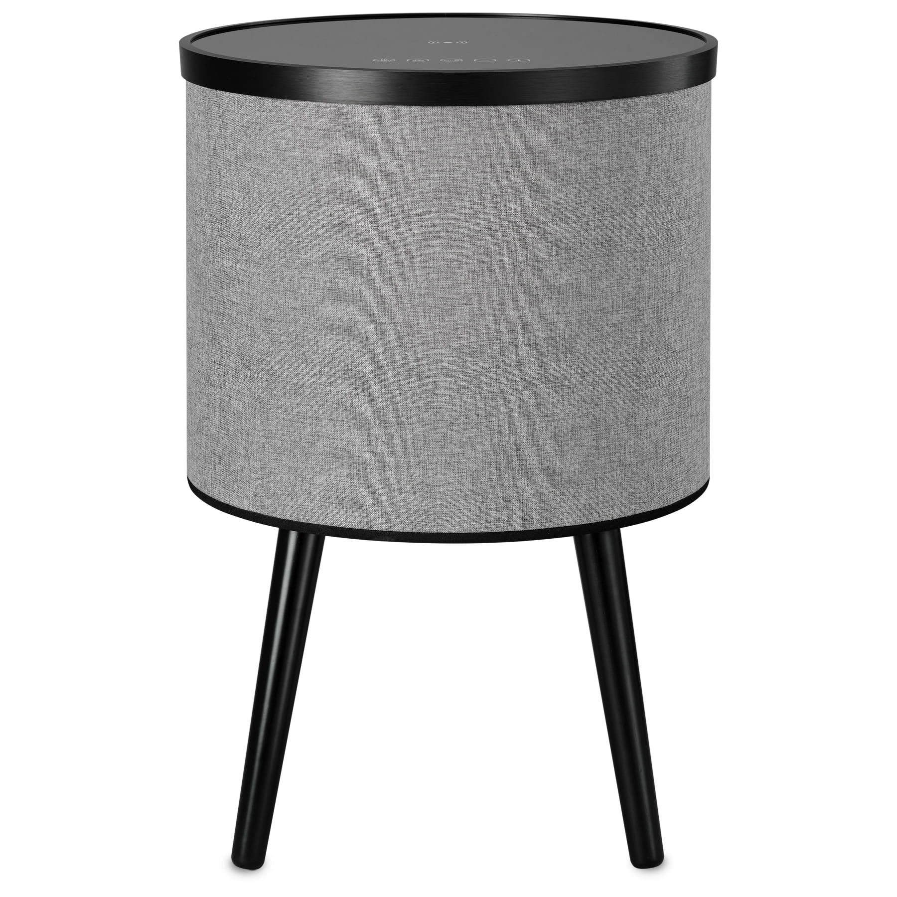 DecorTech Round Bluetooth Speaker End Table with Wireless Charging, Gray