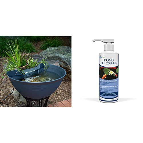 Aquascape AquaGarden Container Water Feature Kit – Indoor & Outdoor Mini Pond with Waterfall Fountain, Pump & Filtration for Home & Patio, Brown