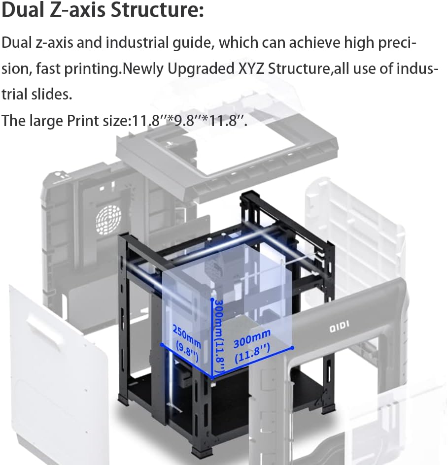 R QIDI TECHNOLOGY X-CF Pro Industrial Grade 3D Printer,Specially Developed for Printing Carbon Fiber&Nylon with QIDI Fast Slicer, Automatic Leveling,Build Volume 11.8x9.8x11.8 Inch
