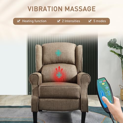 HOMCOM Vibration Massage Recliner Chair for Living Room with Heat, Wingback Single Sofa, Modern Suede Fabric Push Back Reclining Chair with Footrest, Side Pocket, Black