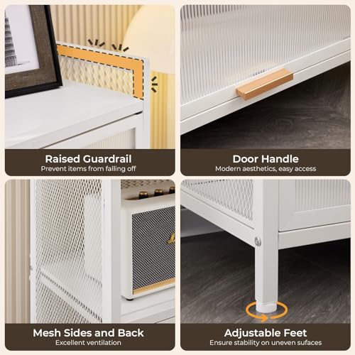 White, 5 Shelf Cabinet,Kitchen Storage Cabinets with Door and Shelves,Kitchen Bread Rack Plastic Storage Unit for Garage, Basement, Attic, Mudroom,Kitchen,Study, Living Room, Bedroom