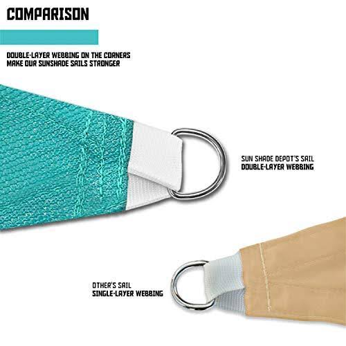 Sunshades Depot 18& x 20& Sun Shade Sail Rectangle Permeable Canopy Turquoise Light Green Custom Size Available Commercial Stand