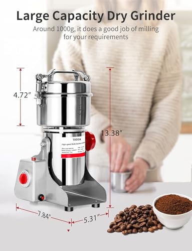 Electric Grain Grinder Mill, 304 Stainless Steel Pulverizer Grinding Machine