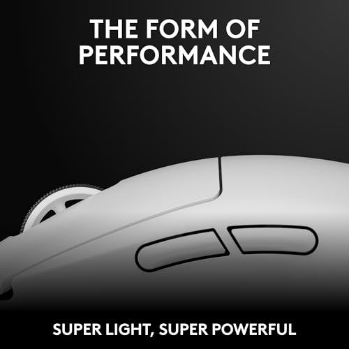 Logitech G PRO X Superlight 2 DEX Wireless Gaming Mouse, 60g pro-Grade Right-Handed Mouse with 5 programmable Buttons, USB-C Charging, 44k DPI Sensor, up to 8 kHz Polling for PC/Mac - White