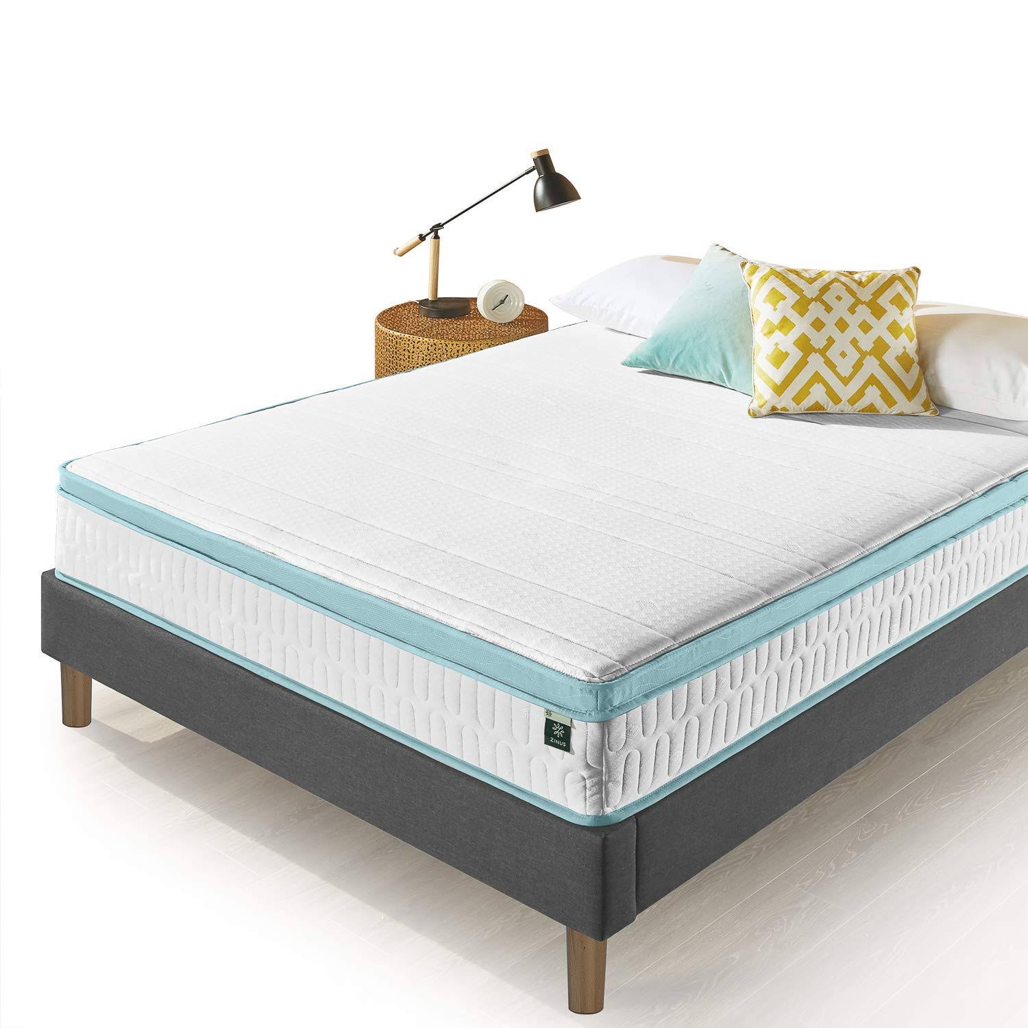 Zinus 10 inch Mint Green Memory Foam Hybrid Spring Mattress, King