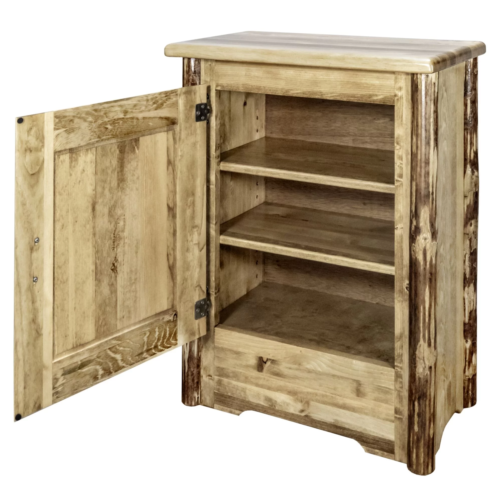 Montana Woodworks, Inc. Glacier Country Collection Accent Cabinet w/ Laser Engraved Elk Design, Left Hinged